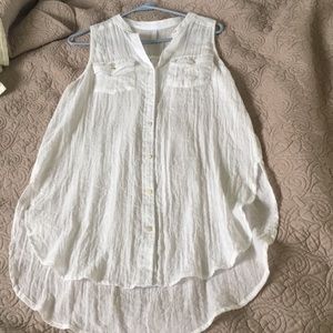 Pink Blush White button down maternity top.